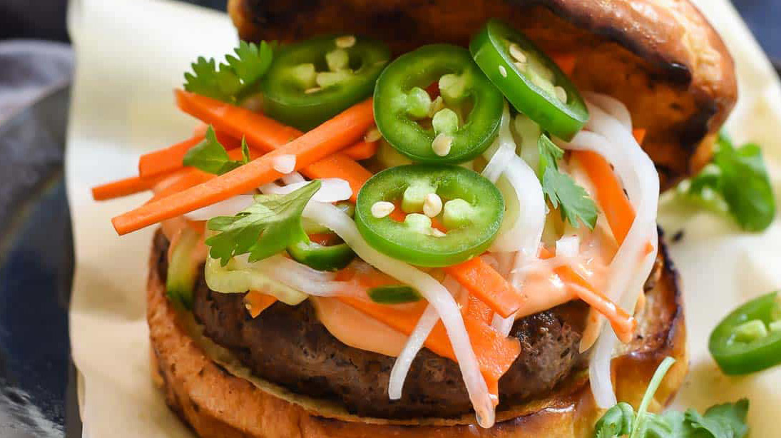 Banh Mi Burgers With Quick Pickled Carrots